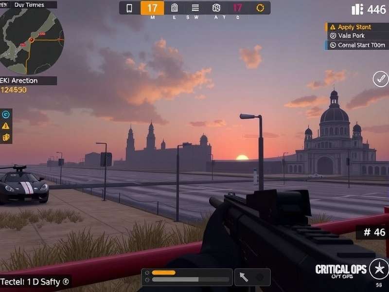 Critical Ops Beta 1.46 gameplay screenshot showing updated UI and map visuals