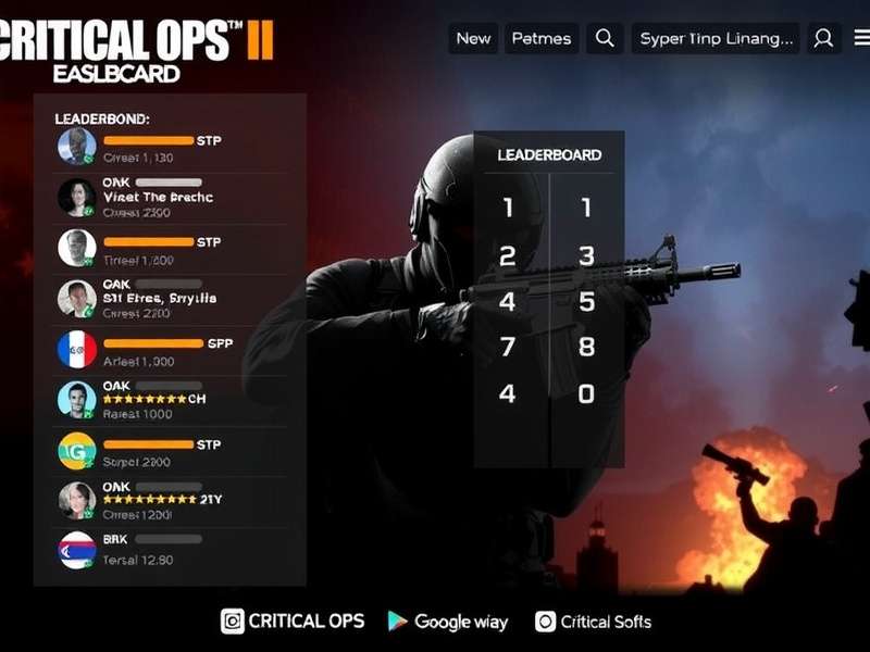 Critical Ops 2024 Leaderboard showing top players and clans
